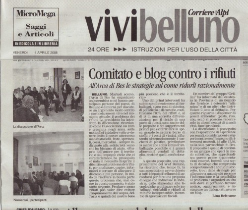 articolo dal "Corriere delle Alpi" del 5 aprile 2008 